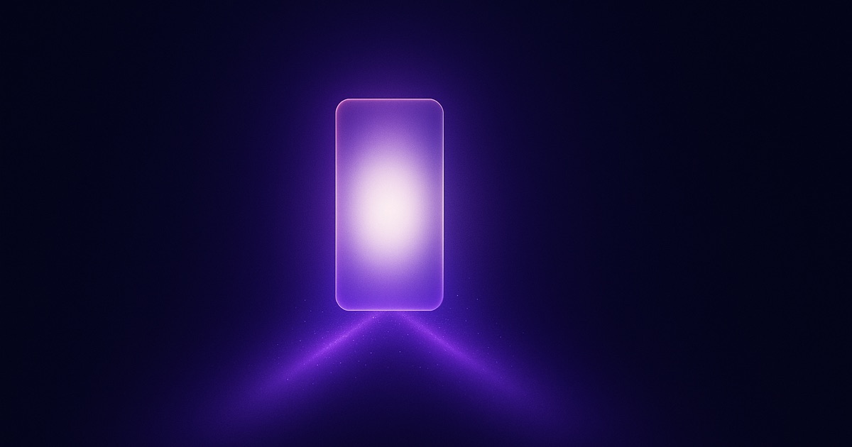 Abstract dark visualization of a mobile paywall with split-test variants and conversion signals