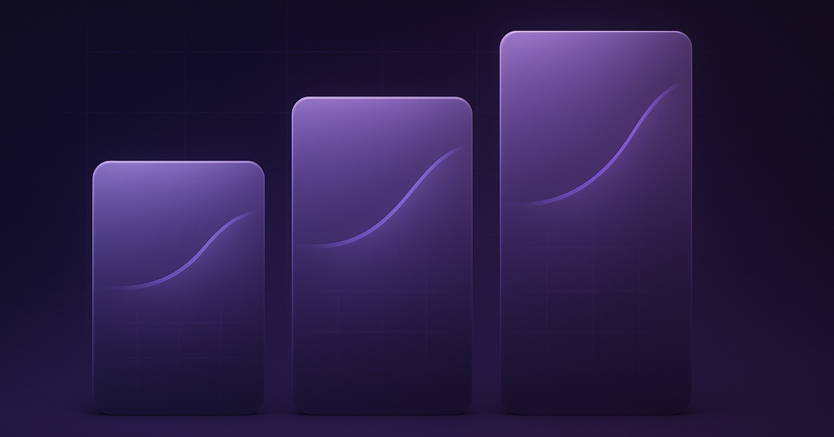 Abstract visualization of mobile subscription pricing tiers on a dark navy and purple gradient